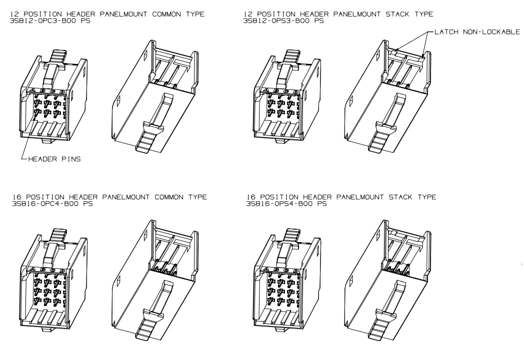 Technische Zeichnung - 3M Verteiler-Sockel der Baureihe 3S8 für Mini-Stack-Verbinder